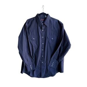 Vintage Plains Western Shirt Black Pearl Snap Cowboy Rodeo Men’s XL